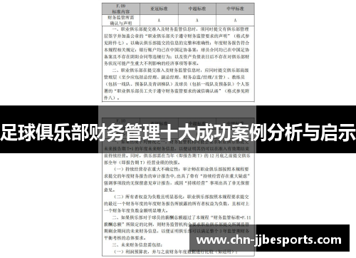 足球俱乐部财务管理十大成功案例分析与启示 足球俱乐部财务管理十大成功案例分析与启示